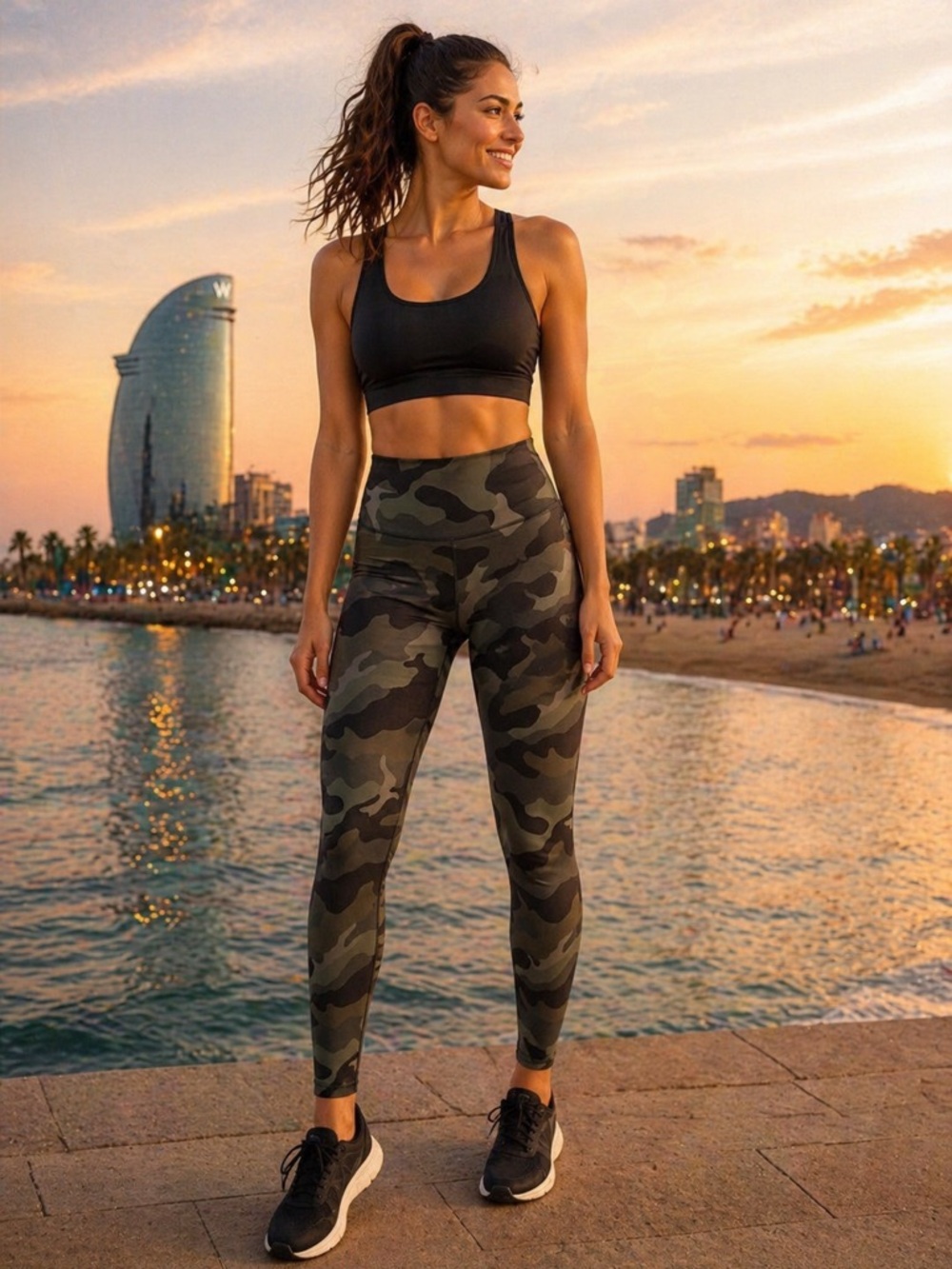 π€ High-Waisted PowerSoft Leggings β Olive Camouflage π€
